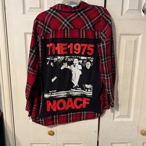 The 1975 Back Piece Upcycled Graphic T-Shirt & Flannel - Size Women’s Large